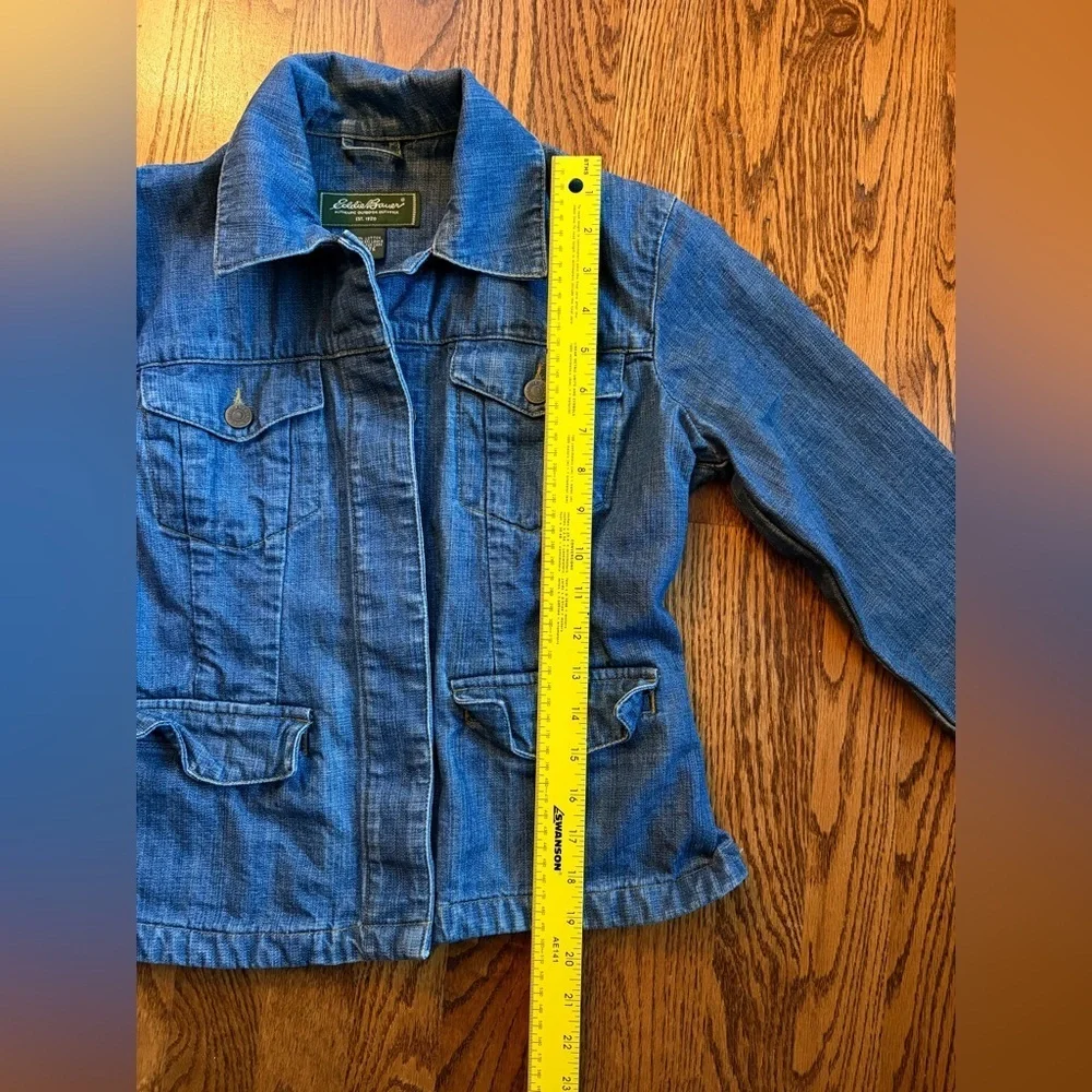 Eddie Bauer Button-Up Denim Jean Jacket 100% Cotton Women's Petite Small